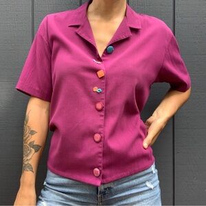 Vintage Teddi mixed button shirt Sz M